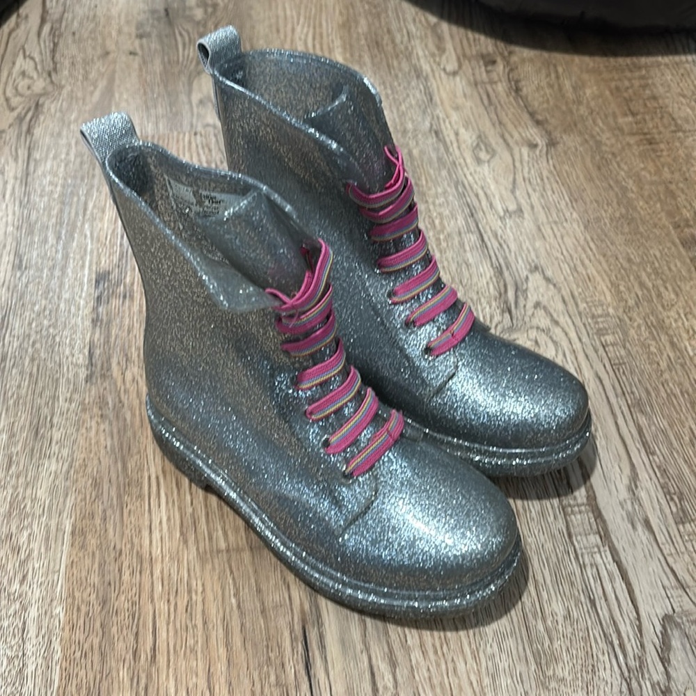 Western Chief silver glitter rain boot